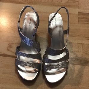 Sparkly silver strapped heels